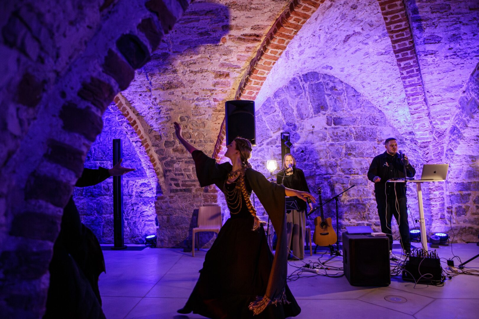 Sight of performance taking place in Riga Castle cellars.