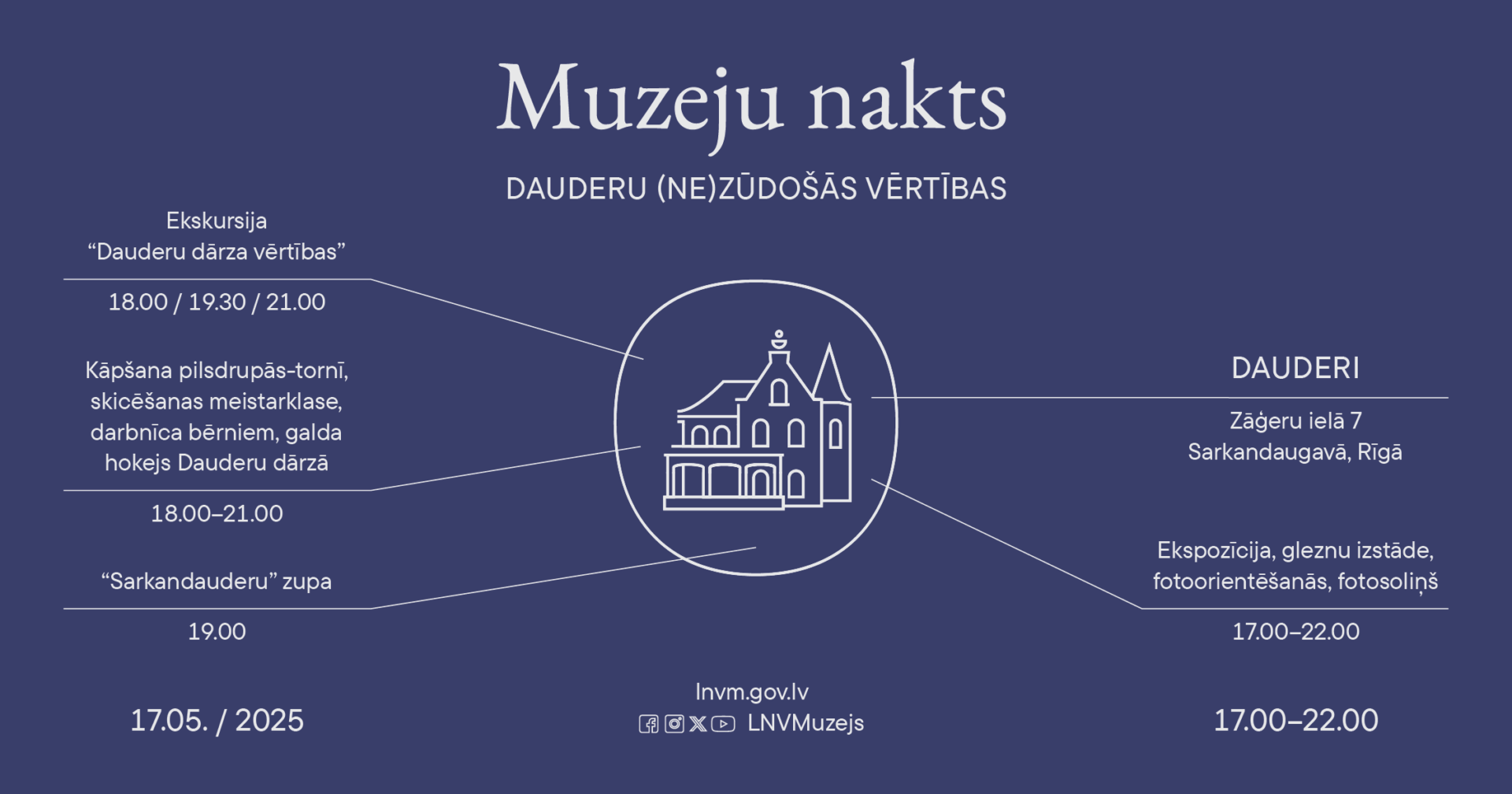 Dauderu Muzeju nakts afiša.