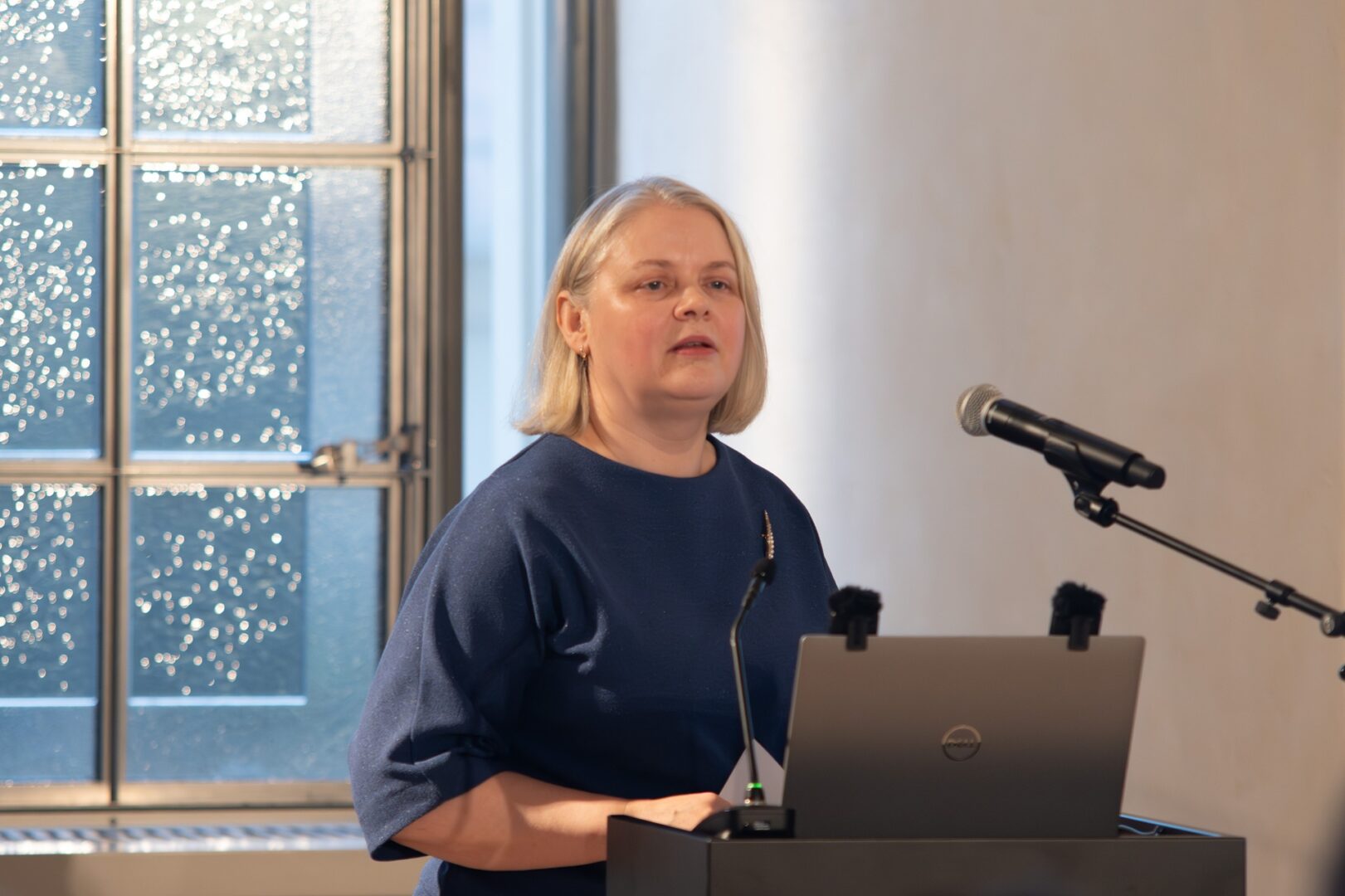 Skats seminārā. Tribīnē lektors.